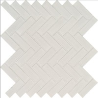 Domino White Glossy Herringbone Pattern Mosaic
