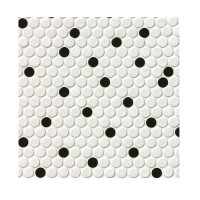 White and Black Pennyround Glossy Porcelain Mosaic Tile