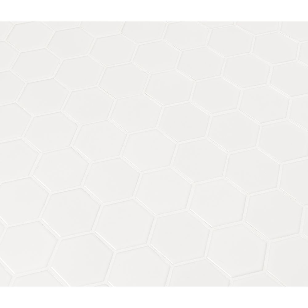 Domino White Glossy 2X2 Hexagon Mosaic