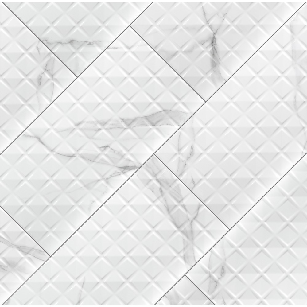 Dymo Statuary Chex White 12X24 Glossy Ceramic Tile-3