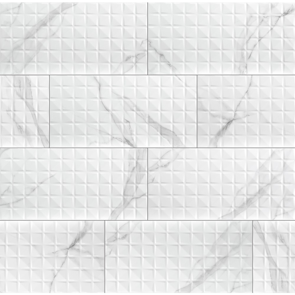 Dymo Statuary Chex White 12X24 Glossy Ceramic Tile