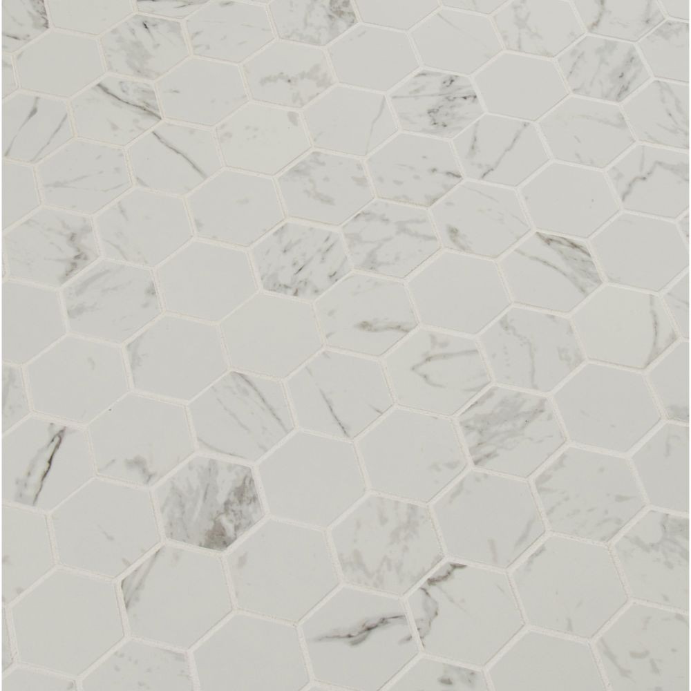 Pietra Carrara 2X2 Hexagon Matte Porcelain Mosaic