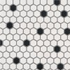 Black And White 1X1 Hexagon Matte Porcelain Tile