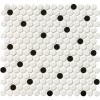 Domino White And Black Glossy Penny Round Mosaic