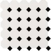 Metro Octagon Matte White and Black Porcelain Mosaic Tile