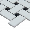 White and Black Basket Weave 12X12 6mm Matte Porcelain Mosaic Tile-3