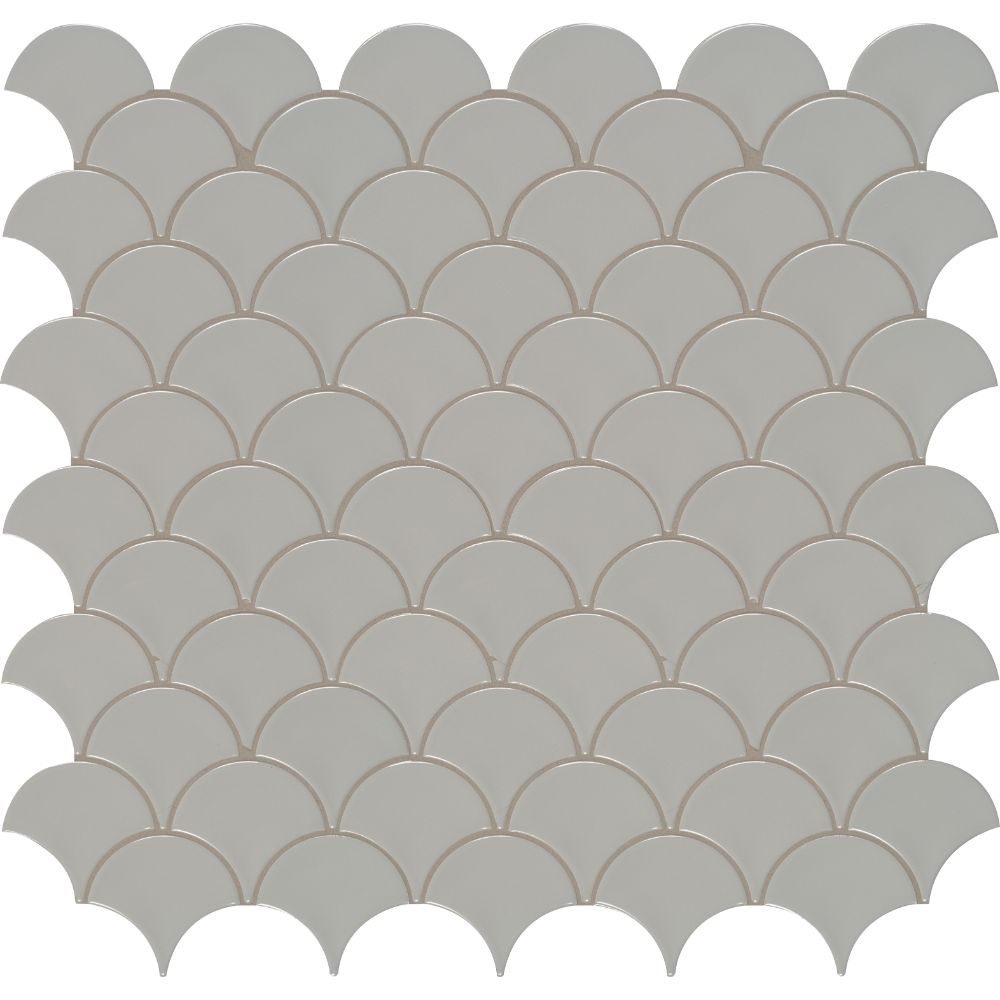 Domino Gray Glossy Fish Scale Mosaic