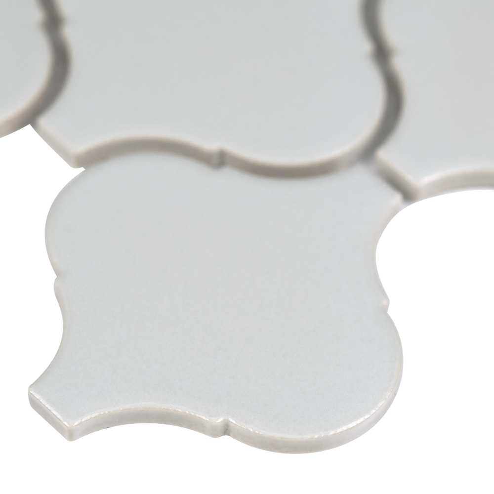 Domino Grey Glossy Arabesque Porcelain Mosaic 6mm Tile