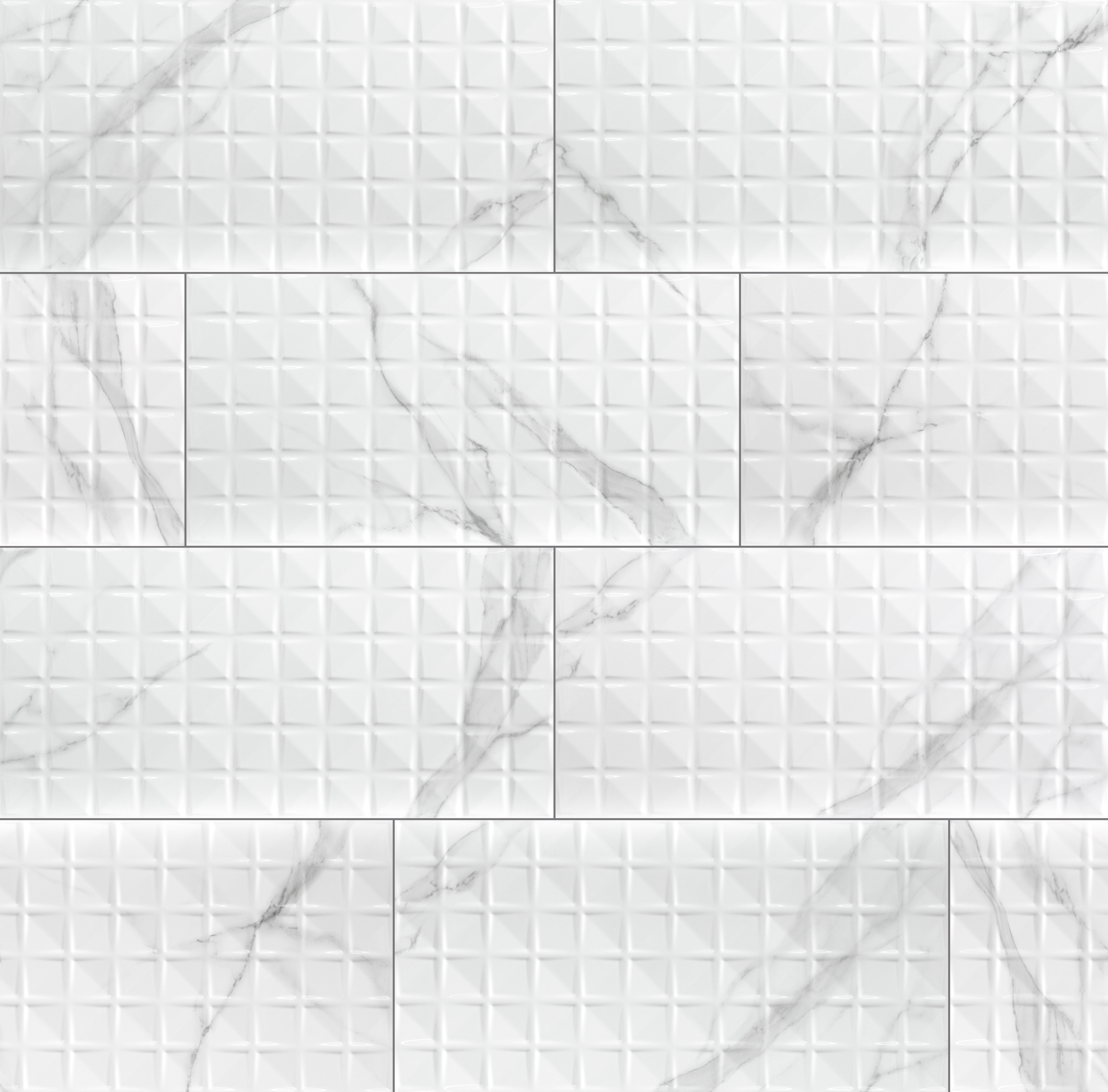Dymo Statuary Chex White 12X24 Glossy Ceramic Tile