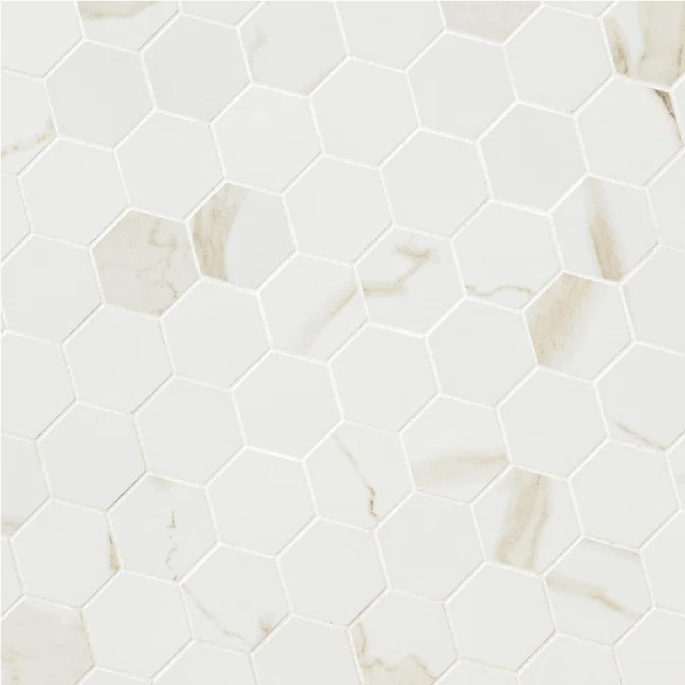Eden Calacatta 2X2 Hexagon Matte Porcelain Mosaic Tile-2