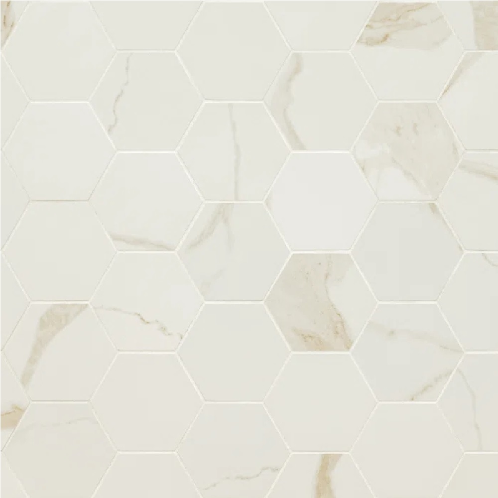 Eden Calacatta 3X3 Hexagon Matte Porcelain Mosaic Tile