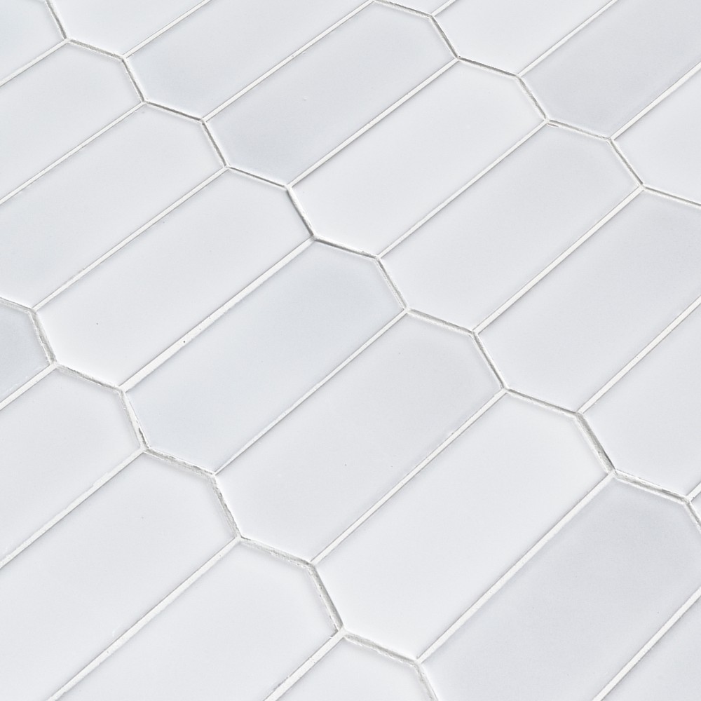 Retro Picket Bianco Glossy Pattern Porcelain Mosaic
