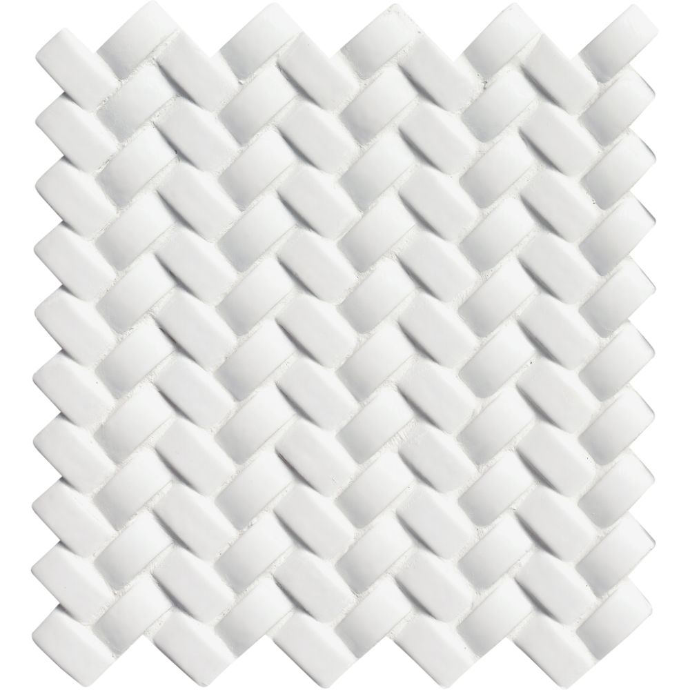 Whisper White 12X12 Glossy Arched Herringbone Mosaic 