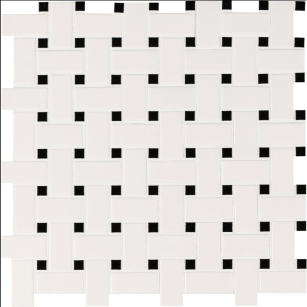 Domino White And Black Basketwave Matte Mosaic