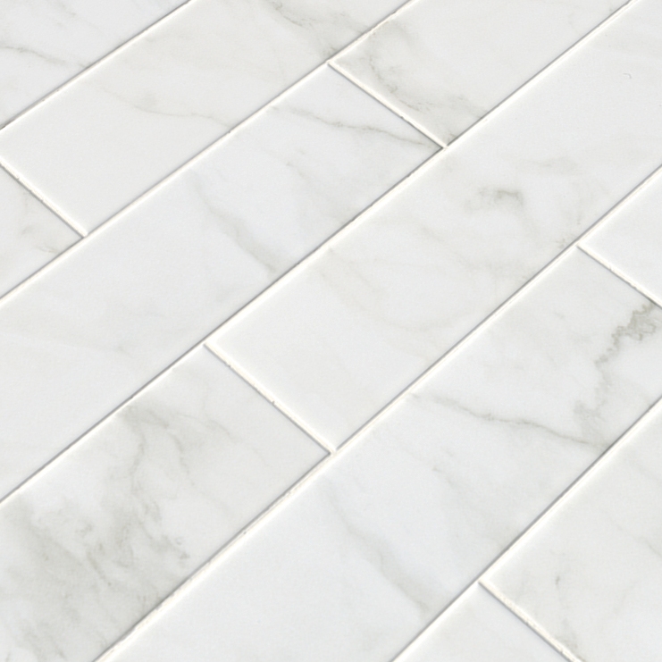 Classique White Carrara 4X16 Glossy Subway Porcelain Tile USA