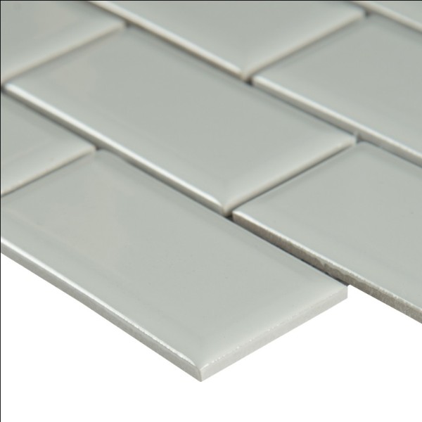 White Glossy 2X4 Staggered Beveled Subway Tile