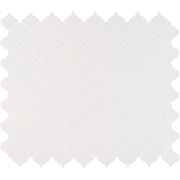 Domino White Glossy Arabesque Mosaic
