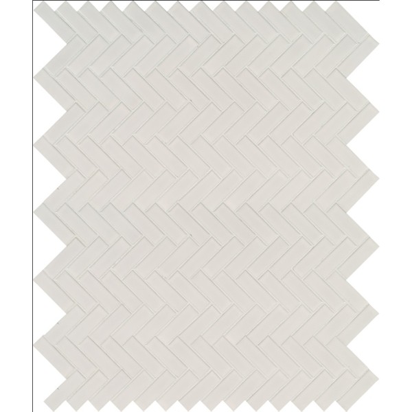 Domino White Glossy Herringbone Pattern Mosaic
